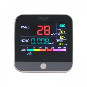 LCD senzor Přenosný detektor PM2.5 HCHO Monitor kvality vzduchu TVOC Tester Udržujte osvětlení Lithium Battery Chargeable Car Detector